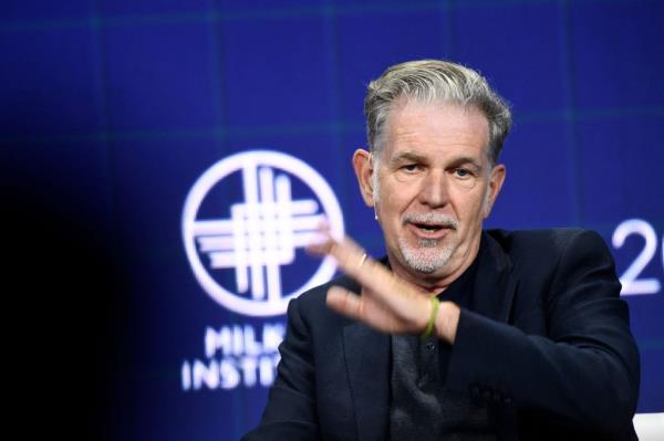 Reed Hastings speaking at co<em></em>nference on Oct. 18, 2021.