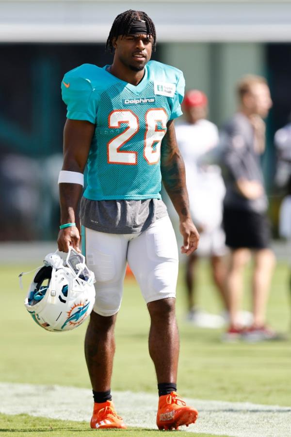 Salvon Ahmed is pictured during practice.