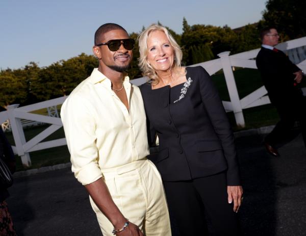 First Lady Jill Biden and Usher talk at Hamptons horse farm wher<em></em>e Ralph Lauren held his latest fashion show