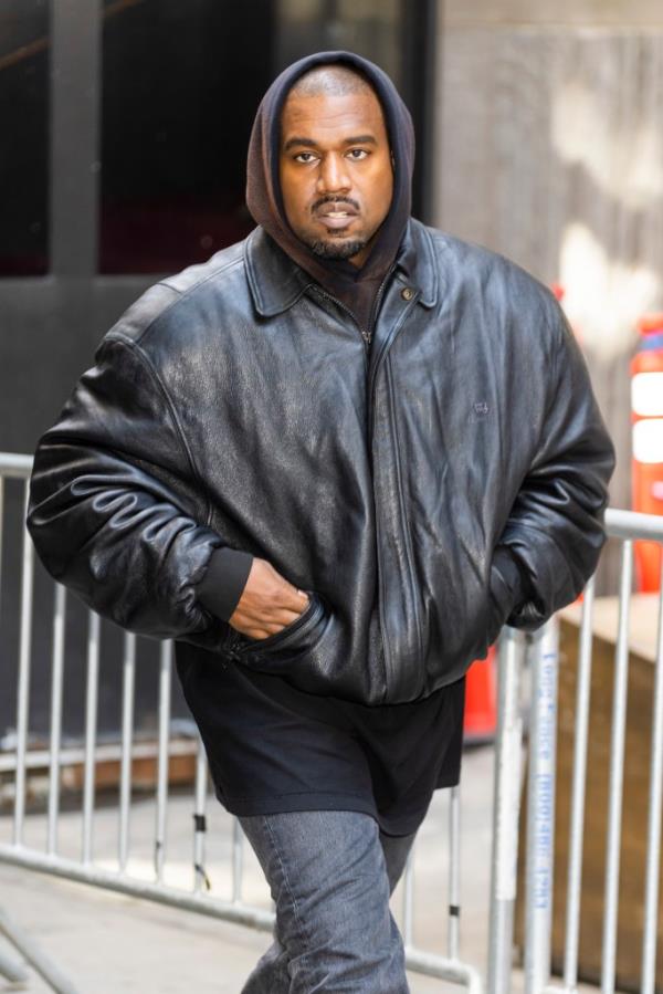 Kanye West looking serious. 