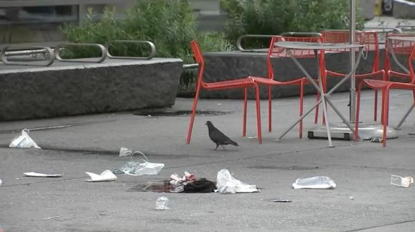 The unprovoked ordeal unfolded when Johnson allegedly approached the man from behind at Lafayette Square and Cooper Avenue just before 5.30 pm Thursday.