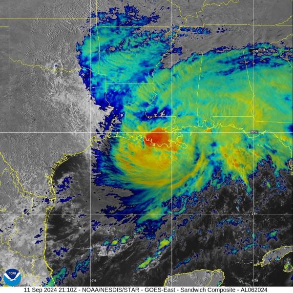 Satellite image of Hurricane Francine as of 4 p.m. CDT, Sept. 11, 2024.
