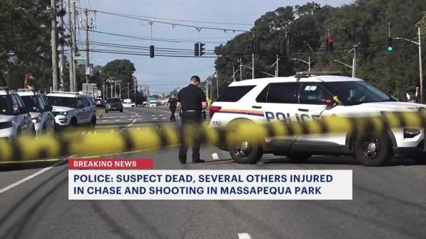 A photo in daylight of LI authorities probing the deadly chase.