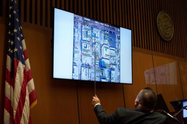 Evidence regarding the location of the incident is seen in the courtroom