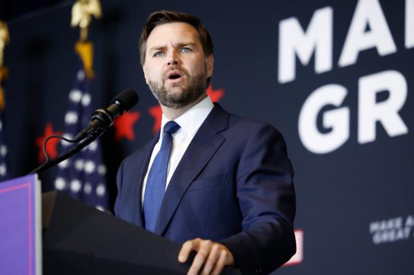 Sen. J.D. Vance (R-OH) speaks during a fundraising event at Discovery World on July 17, 2024 in Milwaukee, Wisconsin.