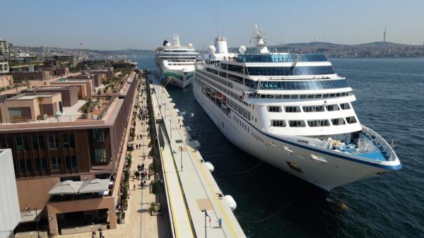 Exterior of a cruise ship. 