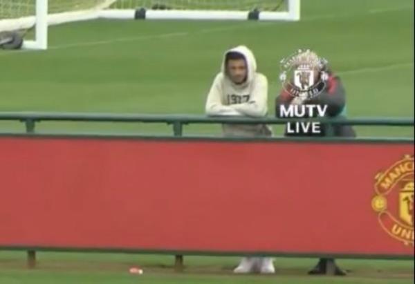 Sancho watches on (Picture: MUTV)