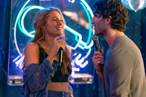 Justin Baldoni, right, and Blake Lively, left, in a scene from 
