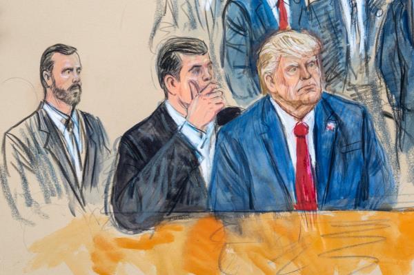 Artist sketch of Trump in federal court