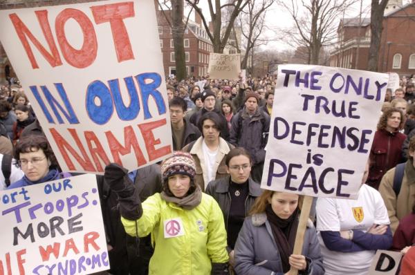 More than 1,000 joined Harvard students who walked out of their classes for a demo<em></em>nstration against the U.S.-led attack on Iraq at Harvard University in Cambridge