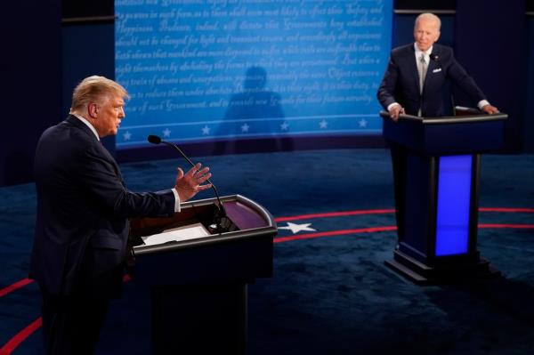 President Do<em></em>nald Trump speaks during the first presidential debate against former Vice President and Democratic presidential nominee Joe Biden at the Health Education Campus of Case Western Reserve University on September 29, 2020 in Cleveland, Ohio. 