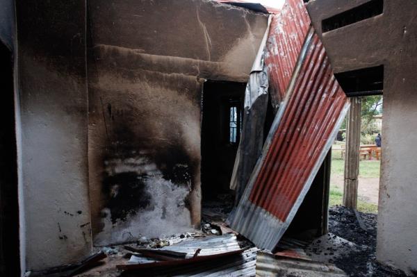A general view of the Lhubirira Seco<em></em>ndary School following an attack.