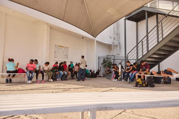 Migrants are frequently forced to wait for mo<em></em>nths for their appointment with CBP officials in Juarez, MX on July 28th 2023. 