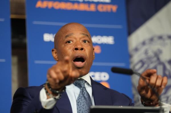New York City Mayor Eric Adams speaks during a news co<em></em>nference at City Hall on Tuesday, September 17, 2024.