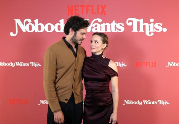 Adam Brody and Kristen Bell seen at Netflix's 