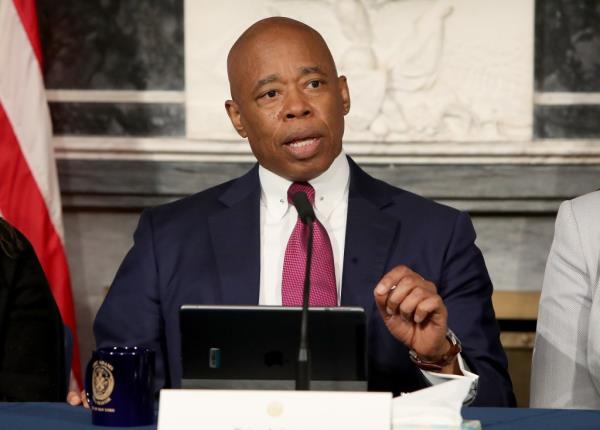 New York City Mayor Eric Adams speaks during his weekly in-person media availability at City Hall on May 14, 2024 in New York City