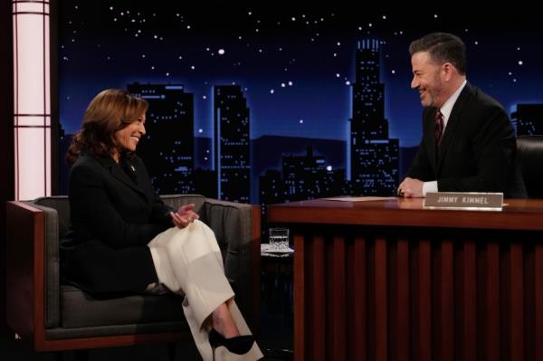 Jimmy Kimmel interviewing Kamala Harris