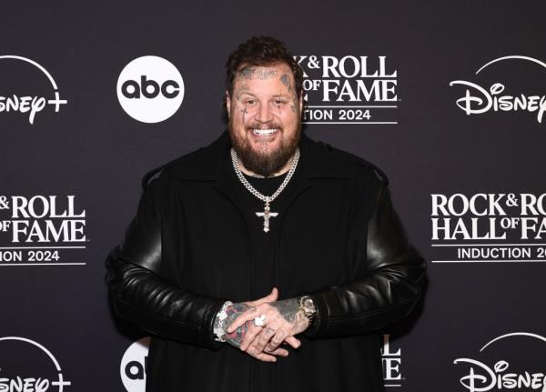 Jelly Roll is seen above at the 2024 Rock and Roll Hame of Fame on Oct. 19, 2024.