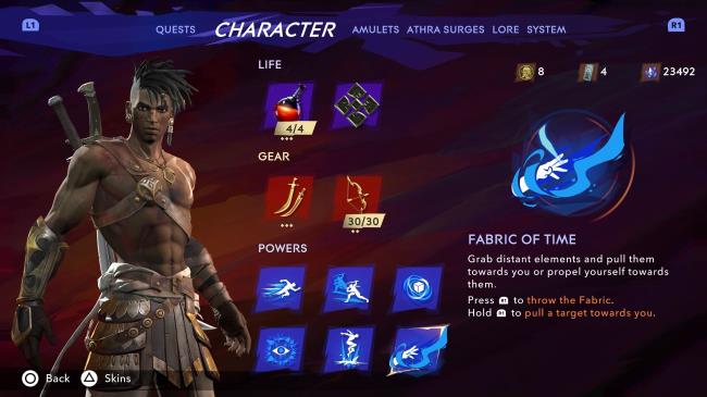 Sargon's completed abilities screen in Prince of Persia: The Lost Crown.